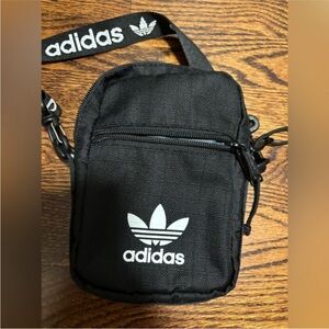 adidas Black Crossbody Mini Pouch with White Trefoil